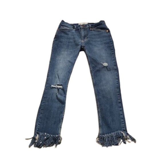 Free People Great Heights Frayed Hem Skinny Ankle Jeans - Picture 2 of 6